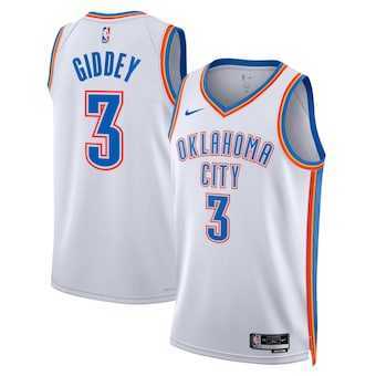 Men%27s Oklahoma City Thunder #3 Josh Giddey White Association Edition Stitched Basketball Jersey Dzhi->phoenix suns->NBA Jersey